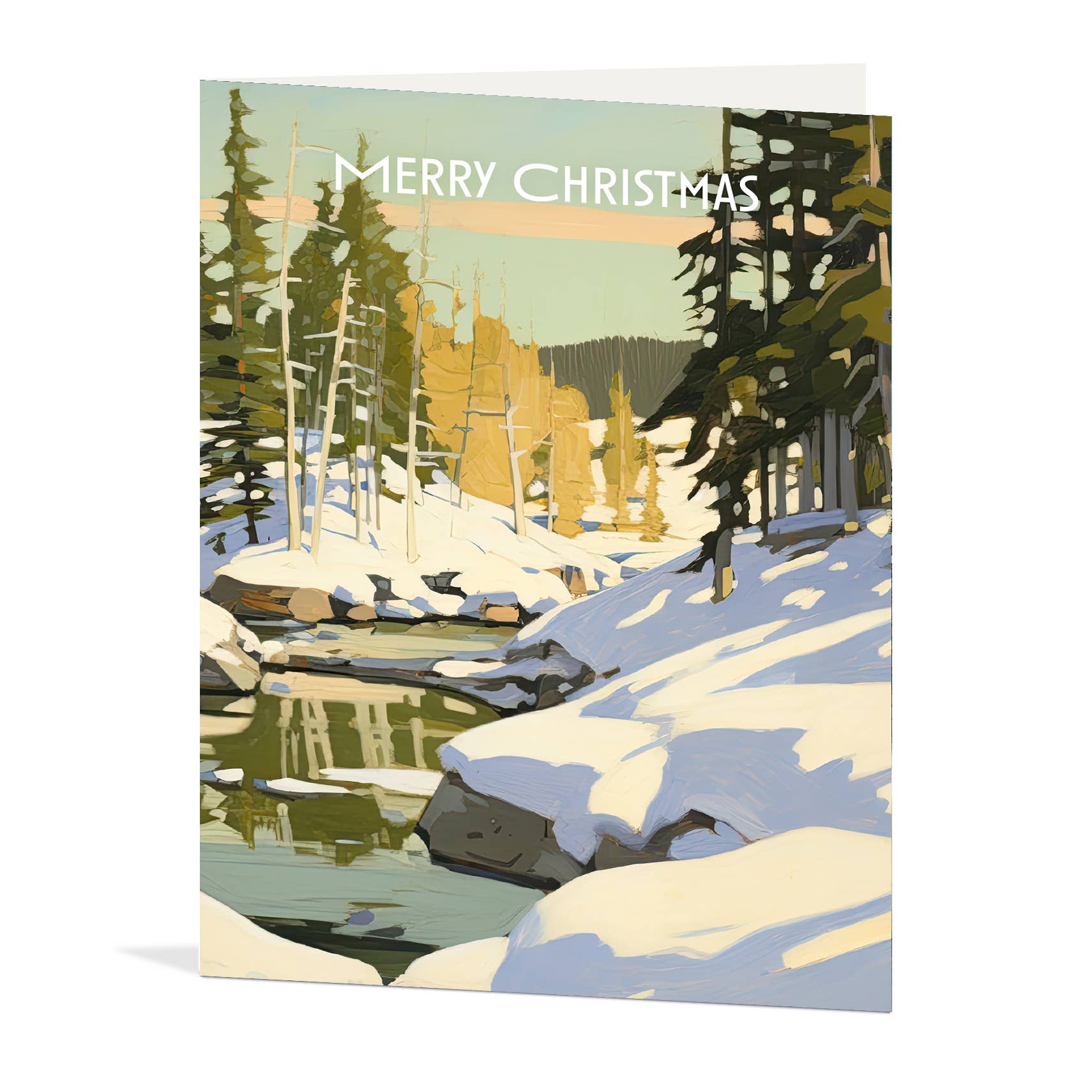Winter Landscape River Christmas Card