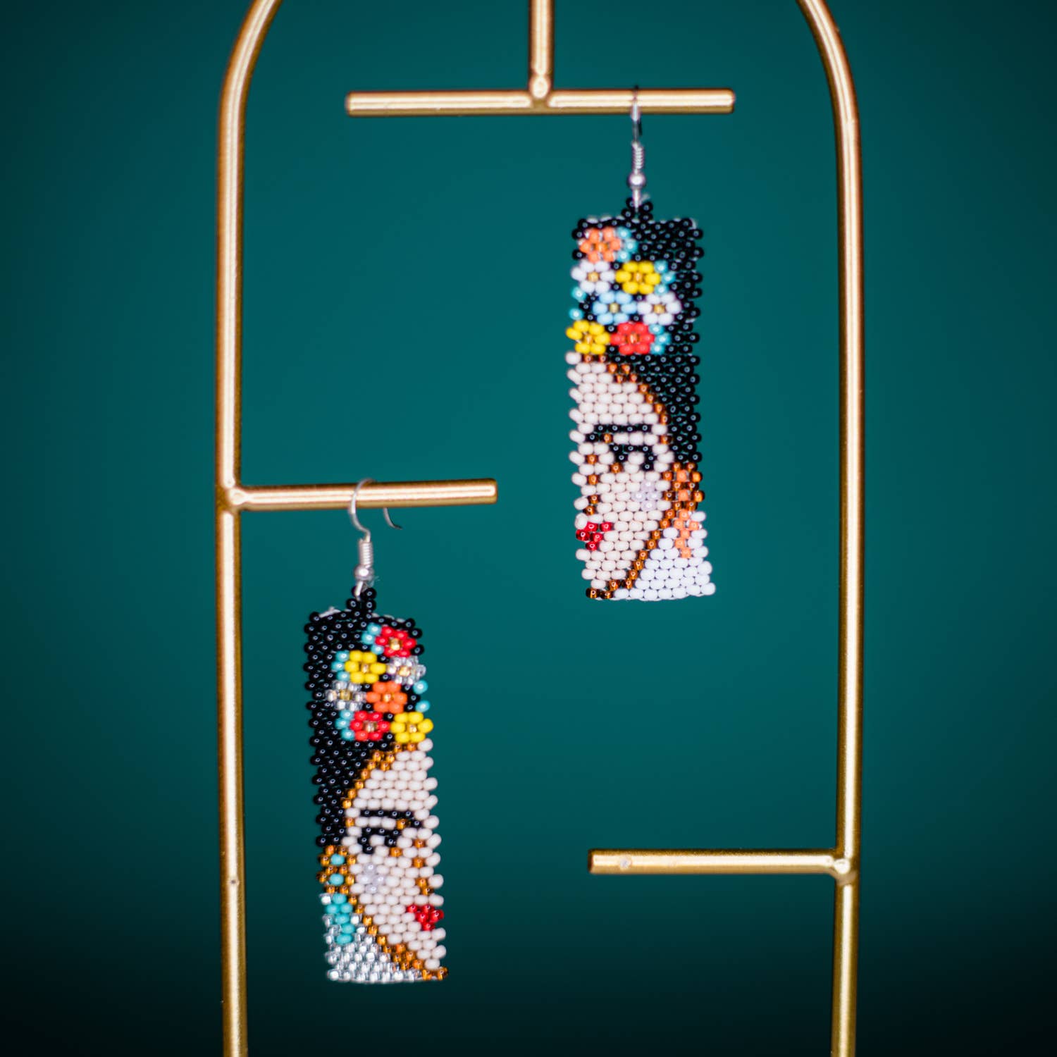 Split Frida Kahlo Earring - Beaded