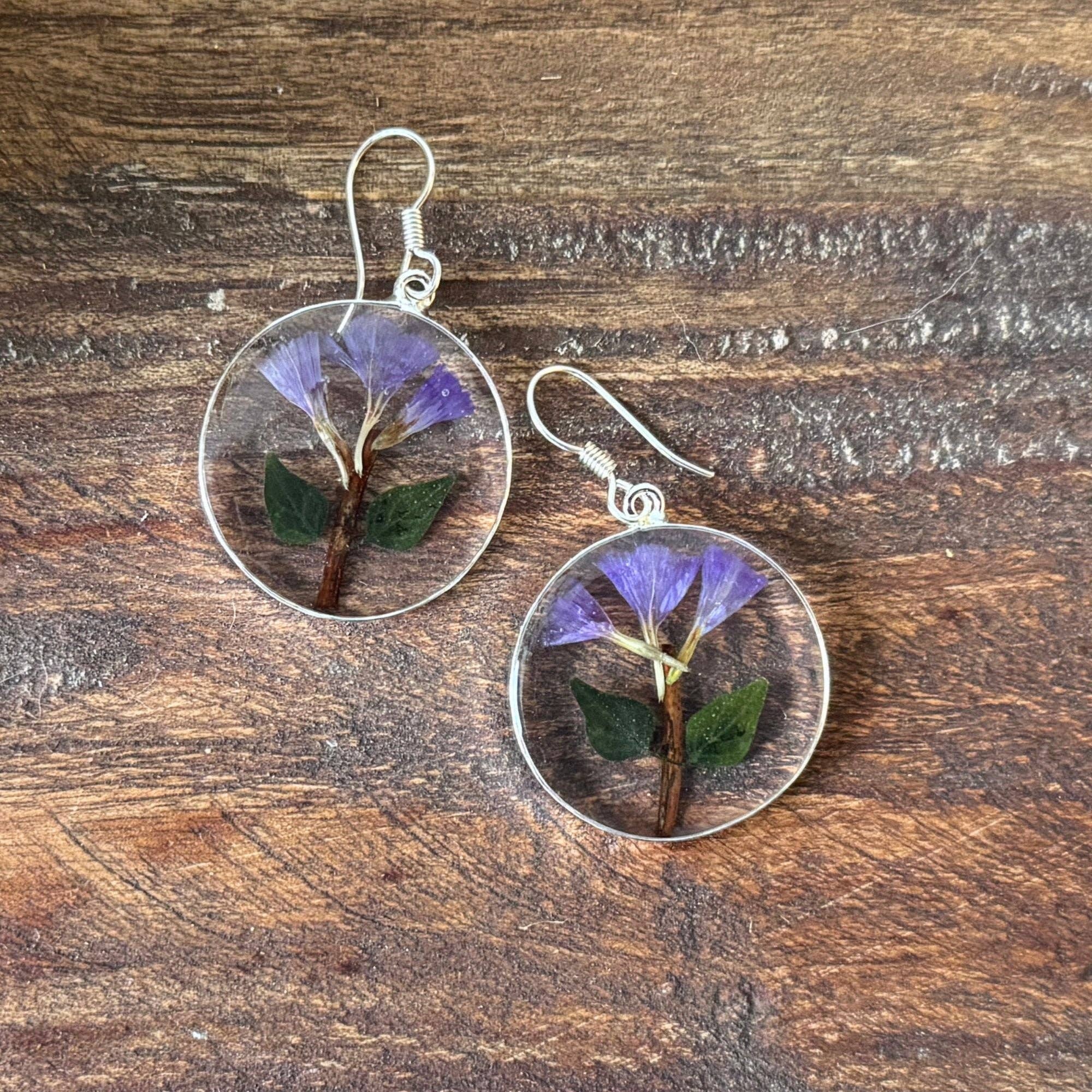 Purple Flower Round-Earrings Dangle