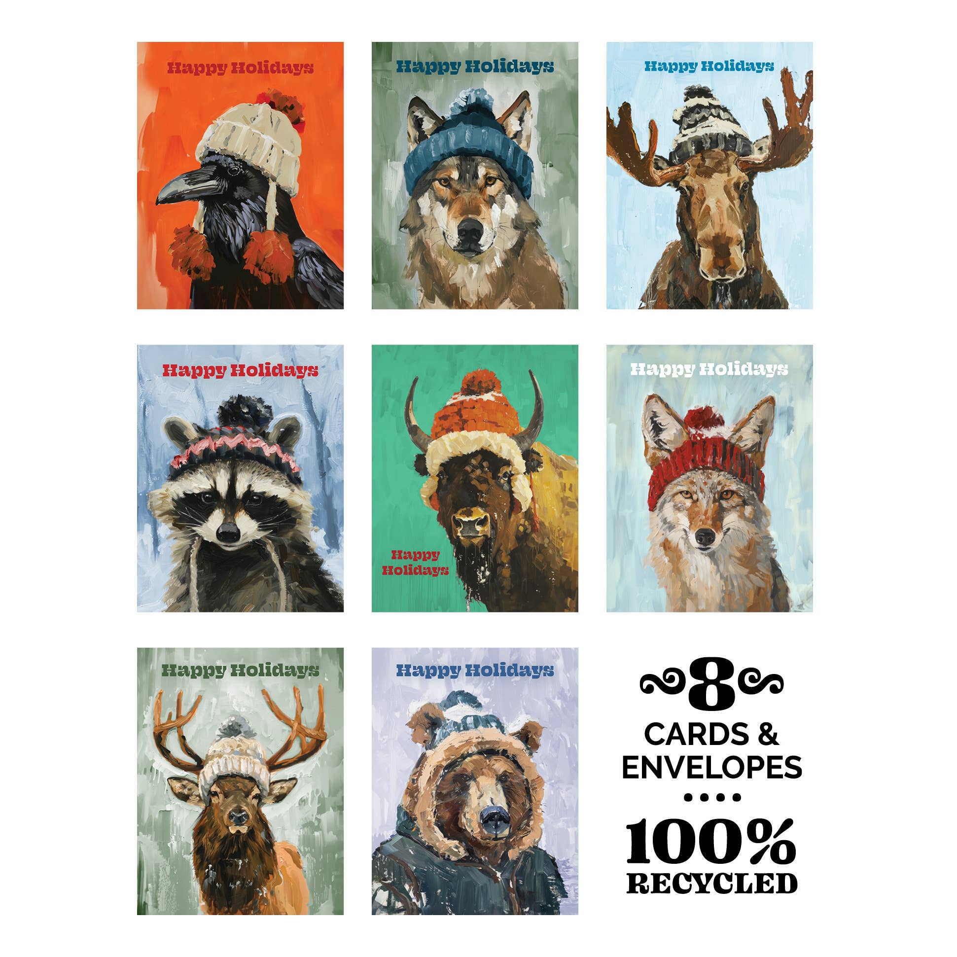 Wild-ish Animals Happy Holiday Box Set Notecards