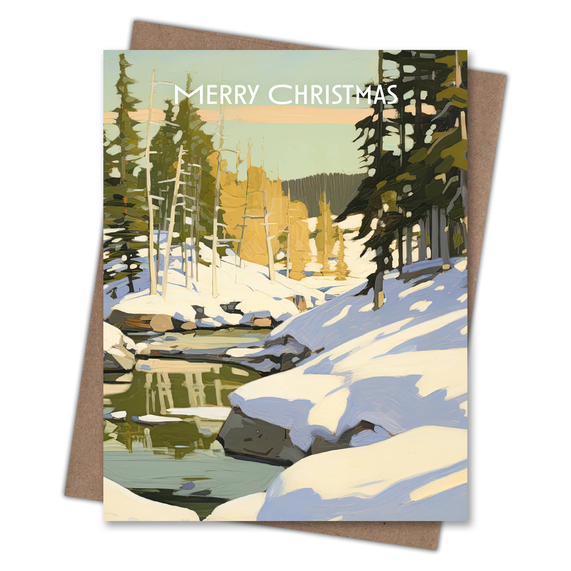 Winter Landscape River Christmas Card