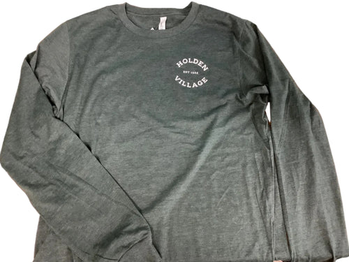 Forest green long-sleeved t-shirt with Est. 1962 Holden Village on left chest