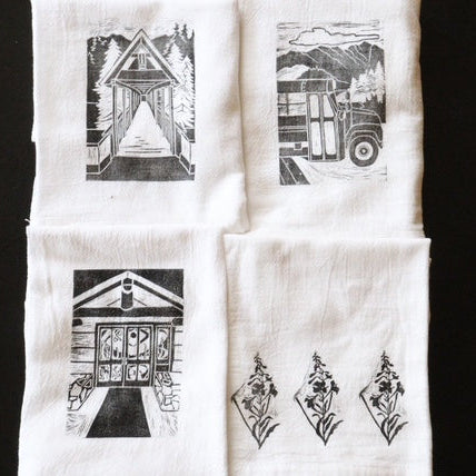 Four black on white prints