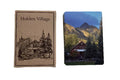 Deck of cards with 'Holden Village' on the cover and back of card with image of the hotel and Dumbell.