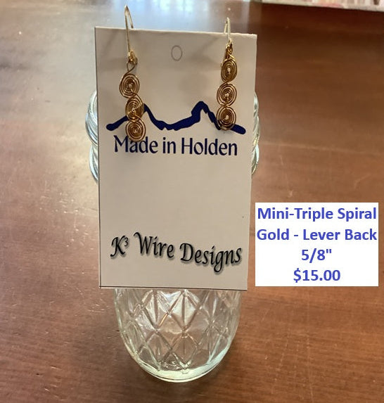 Mini spiral earrings, wire