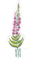 Sticker with a floral design and 'Holden Village' text on a white background