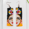 Split Frida Kahlo Earring - Beaded
