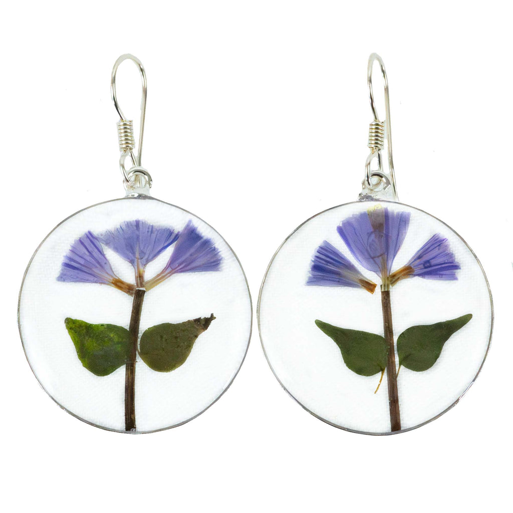 Purple Flower Round-Earrings Dangle