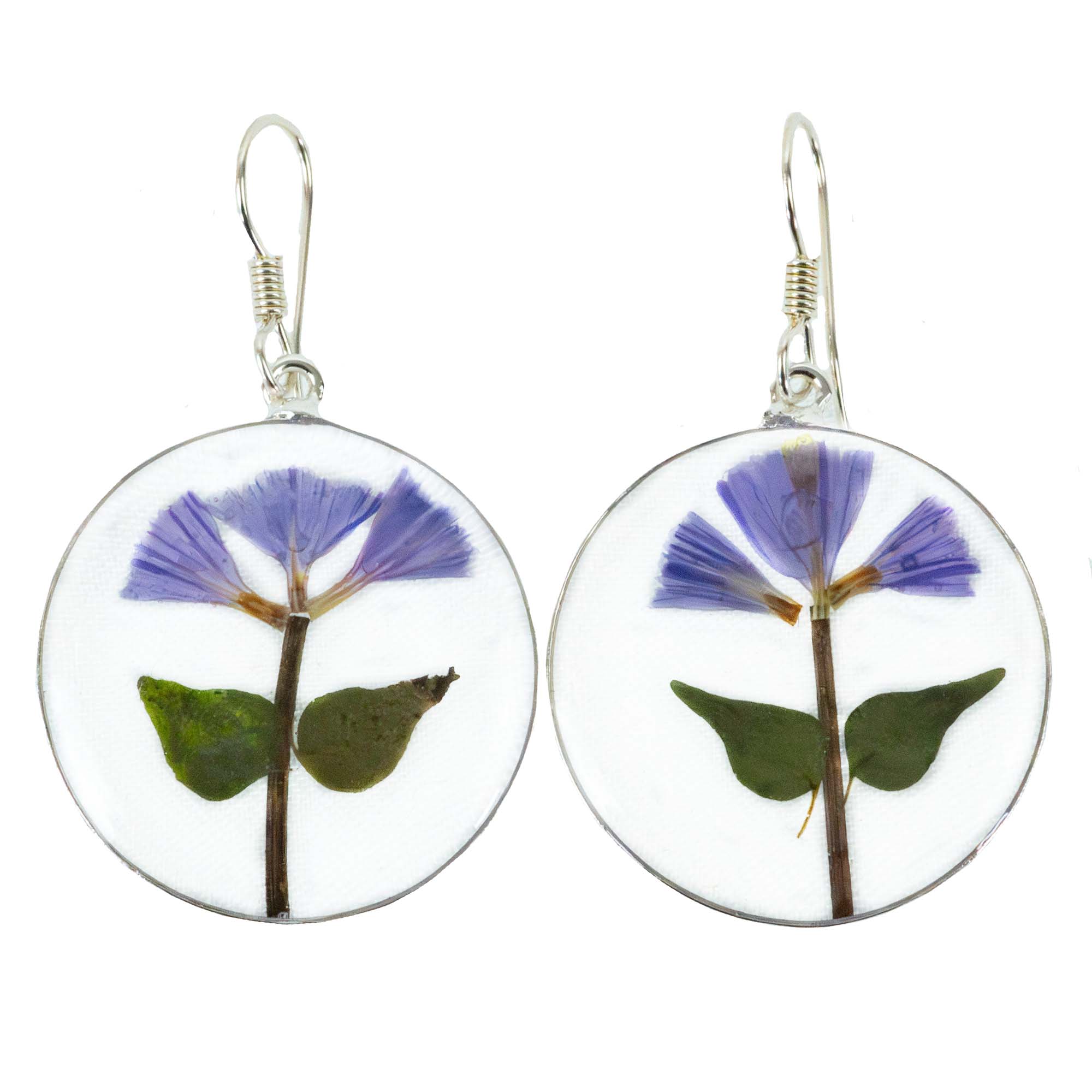 Purple Flower Round-Earrings Dangle