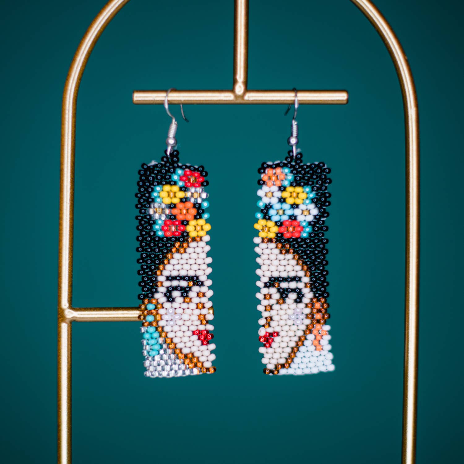 Split Frida Kahlo Earring - Beaded