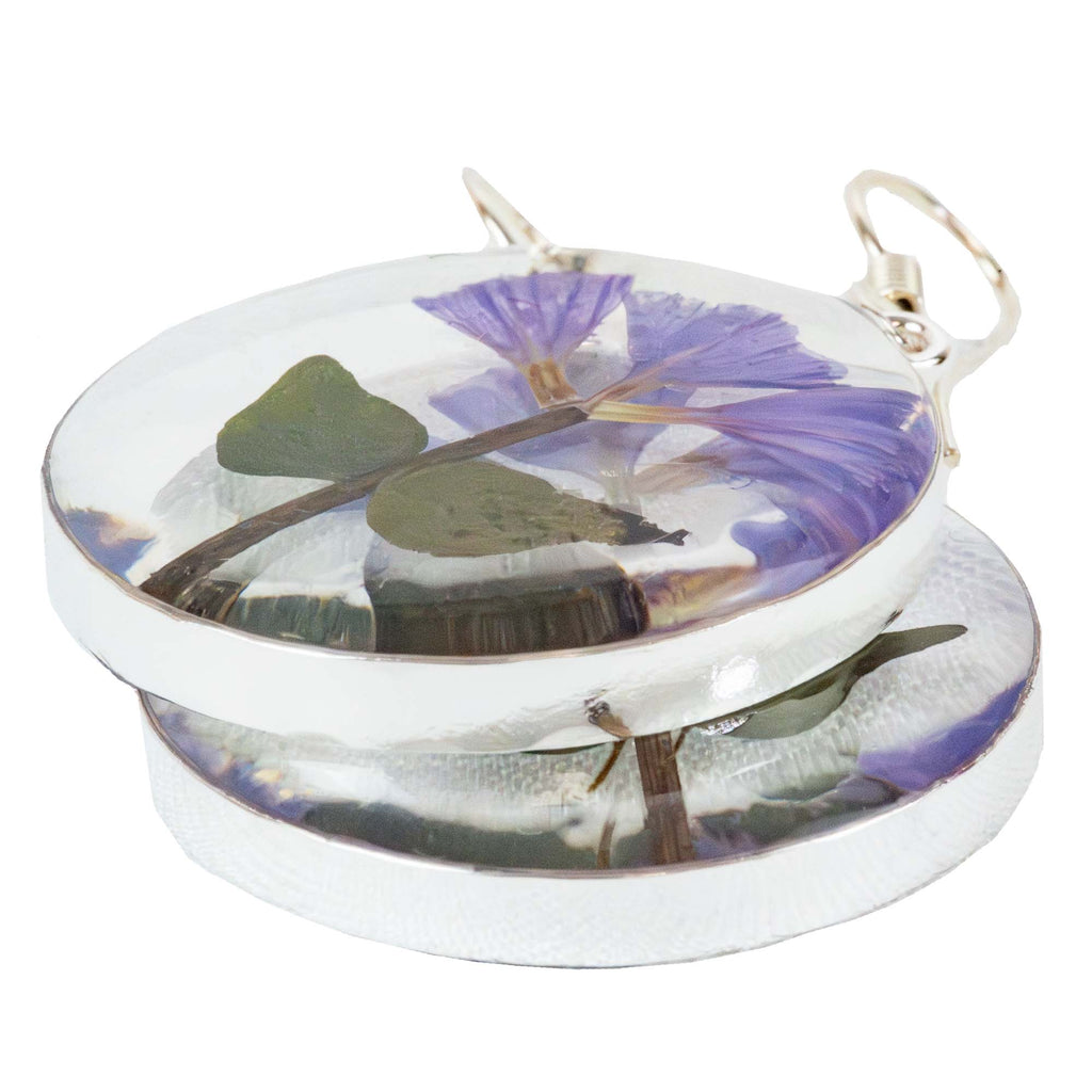 Purple Flower Round-Earrings Dangle
